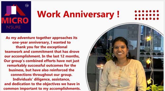 MicroNsure: Celebrating Excellence and Dedication on Anitha Pendyala’s Work Anniversary micronsure-celebrating-excellence