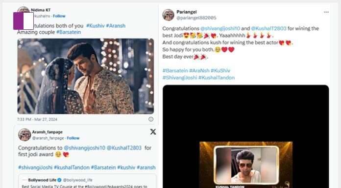 Shivangi Joshi, Kushal Tandon aka KuShiv trend as they win the Best Social Media TV Couple accolade at the BollywoodLife.com Awards 2024; fans say ‘Fiery chemistry’ shivangi-joshi-kushal-tandon-aka-kushiv-trend-as-they